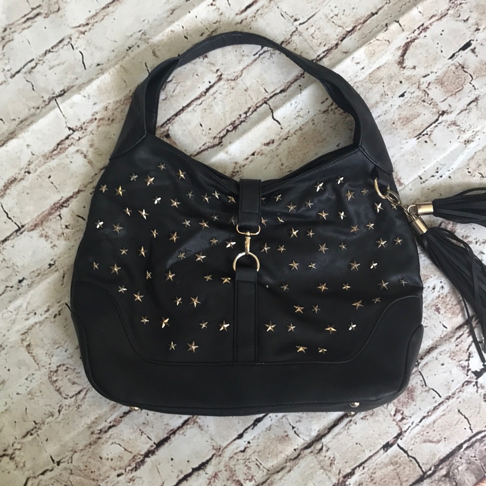 Yoki black studded shoulder bag